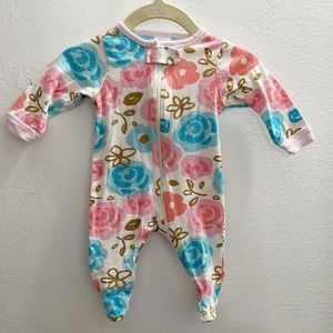 Gerber Newborn Baby Girl Footie Floral Zipper